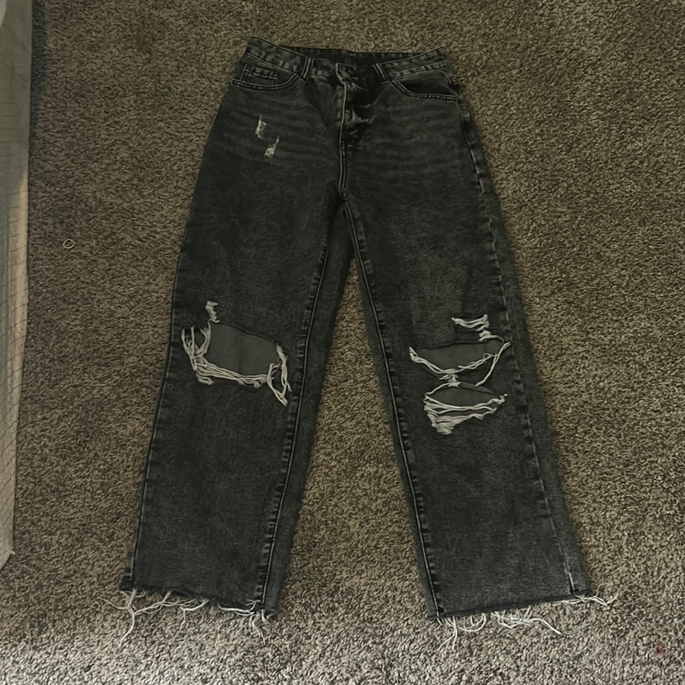 grey ripped jeans